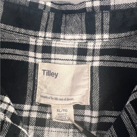 Tilley Men's Long Sleeve Plaid Button Down Shirt‎ Black& White  Plaid XL - Picture 4 of 5